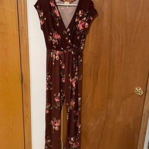 Burgundy w/flowers jumpsuit from TJMaxx